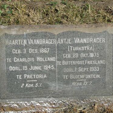 VAANDRAGER Maarten 1867-1945 & Antje TURKSTRA 1875-1953
