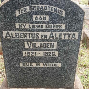 VILJOEN Albertus -1921 &amp; Aletta -1926