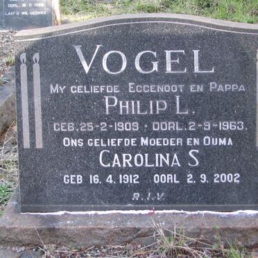 VOGEL Philip L. 1909-1963 &amp; Carolina S. 1912-2002
