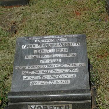 VORSTER Anna Francina nee CILLIERS 1885-1946