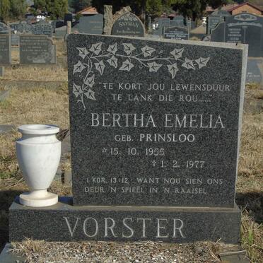 VORSTER Bertha Emelia nee PRINSLOO 1955-1977