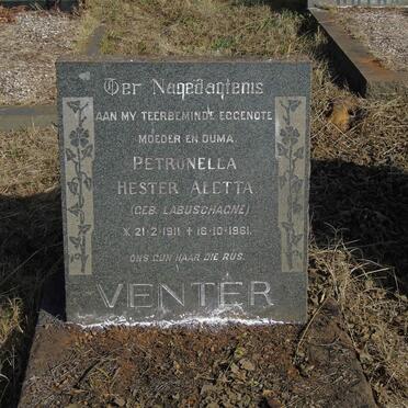 VENTER Petronella Hester Aletta nee LABUSCHAGNE 1911-1961