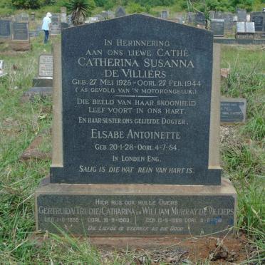 VILLIERS William Murray, de 1888-1961 & Gertruida Catharina 1898-1960 :: DE VILLIERS Catherina Susanna 1925-1944 :: DE VILLIERS Elsabe Antoinette 1928-1954