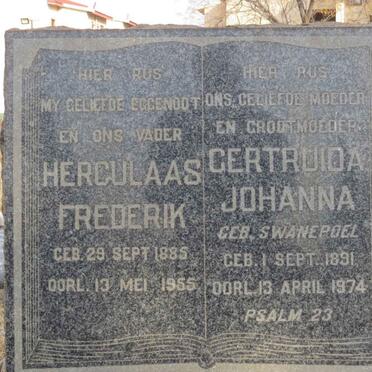 VENTER Herculaas Frederik 1885-1955 & Gertruida Johanna SWANEPOEL 1891-1974