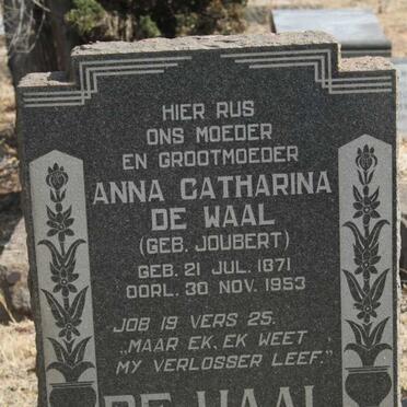WAAL Anna Catharina, de nee JOUBERT 1871-1953