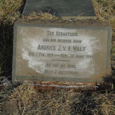 WALT Andries J, v.d. 1914-1944
