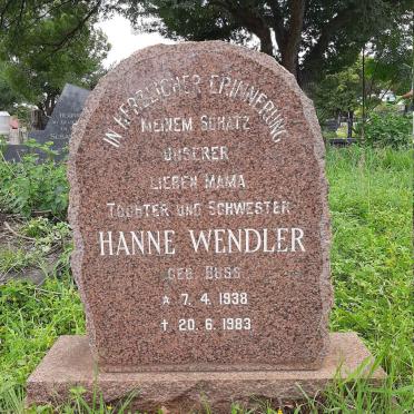 WENDLER Hanne nee BUSS 1938-1983