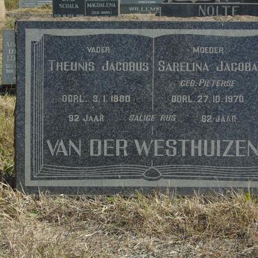 WESTHUIZEN Theunis Jacobus, van der -1980 &amp; Sarelina Jacoba PIETERSE -1970