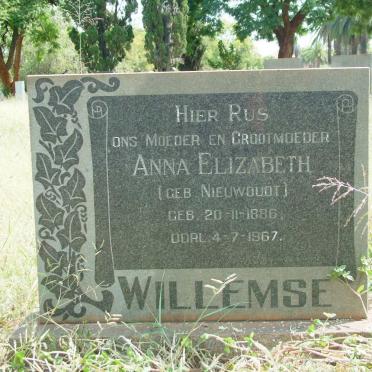 WILLEMSE Anna Elizabeth nee NIEUWOUDT 1886-1967