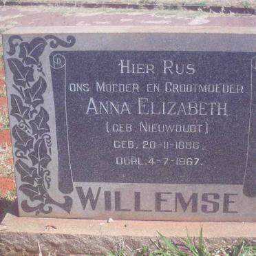 WILLEMSE Anna Elizabeth nee NIEWOUDT 1886-1967