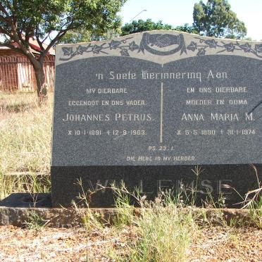 WILLEMSE Johannes Petrus 1891-1963 &amp; Anna Maria M. 1890-1974