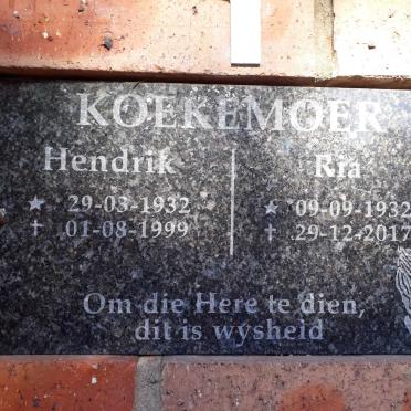 KOEKEMOER Hendrik 1932-1999 &amp; Ria 1932-2017