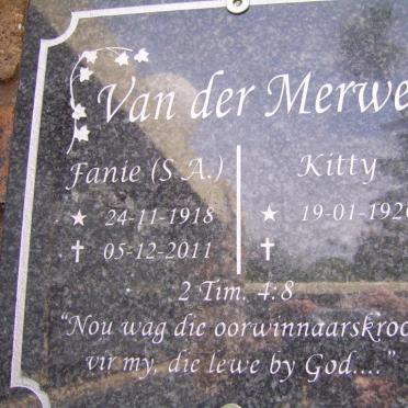 MERWE S.A., van der 1918-2011 &amp; Kitty 1926-