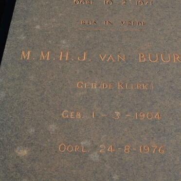 BUUREN M.M.H.J., van nee DE KLERK 1904-1976