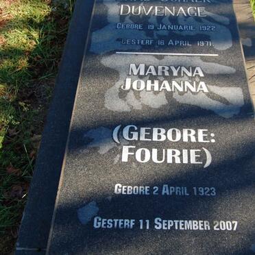 DUVENAGE Maryna Johanna nee FOURIE 1923-2007