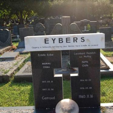 EYBERS Leonhard Heinrich von Welfling 1914-1996 &amp; Estelle Kolbe 1917-1997