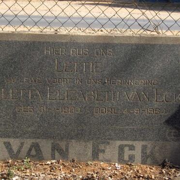 ECK Aletta Elizabeth, van  1904-1964