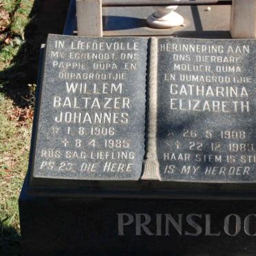 PRINSLOO Willem Baltazer Johannes 1906-1985 &amp; Catharina Elizabeth 1908-1989