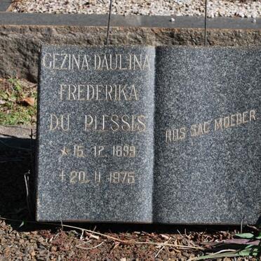 PLESSIS Gezina Daulina Frederika, du 1899-1975