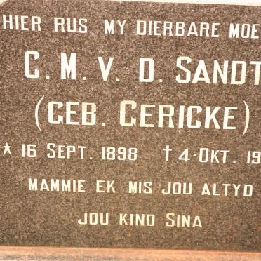 SANDT C.M., van der nee GERICKE 1898-1932