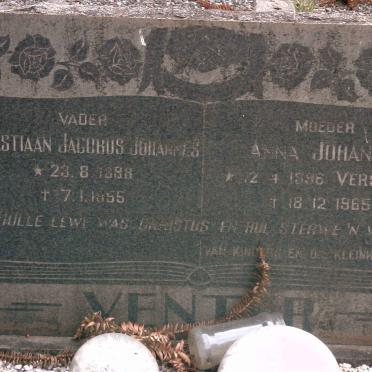 VENTER Sebastiaan Jacobus Johannes 1898-1955 &amp; Anna Johanna VERSVELD 1896-1965