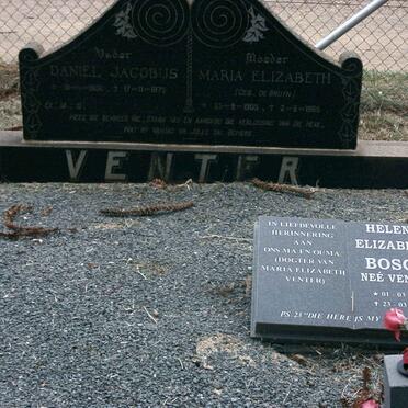 VENTER Daniel Jacobus 1906-1975 &amp; Maria Elizabeth DE BRUYN 1909-1965 :: BOSCH Helena Elizabeth nee VENTER 1930-2001
