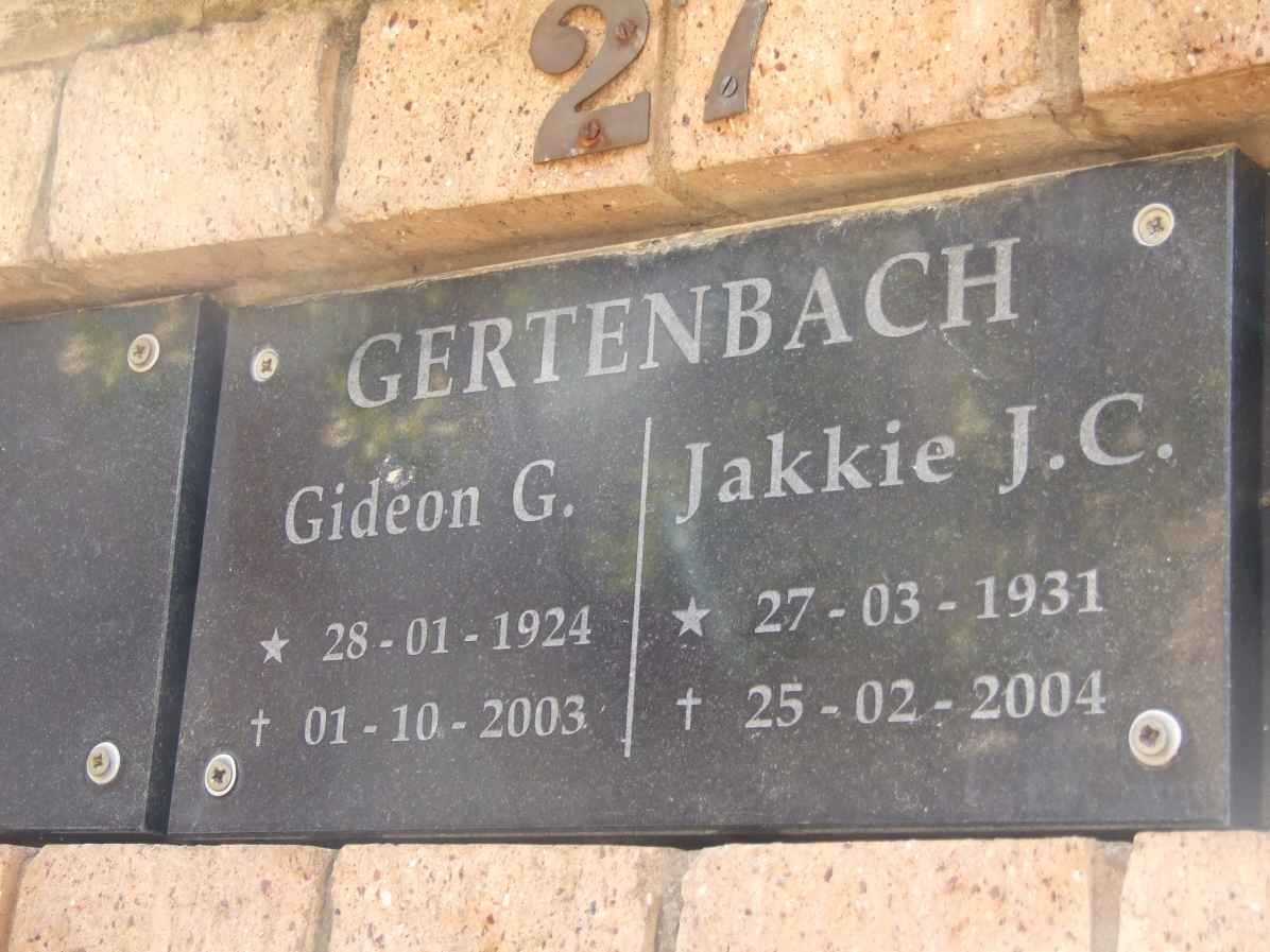 GERTENBACH Gideon G. 1924-2003 & J.C. 1931-2004