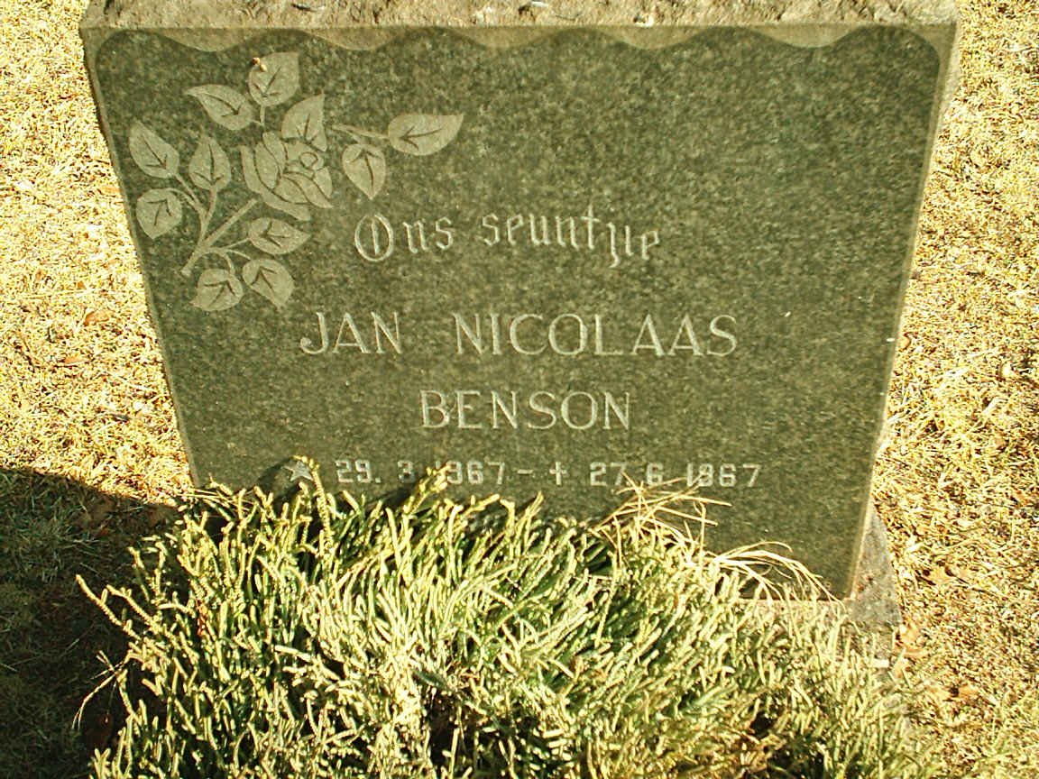 BENSON Jan Nicolaas 1967-1967