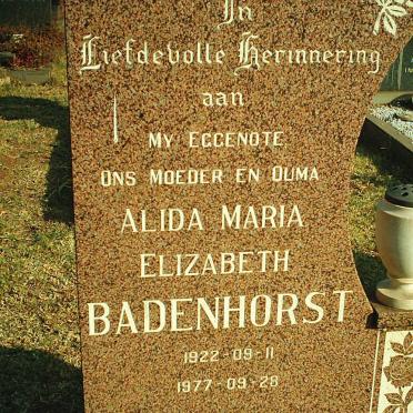 BADENHORST Alida Maria Elizabeth 1922-1977