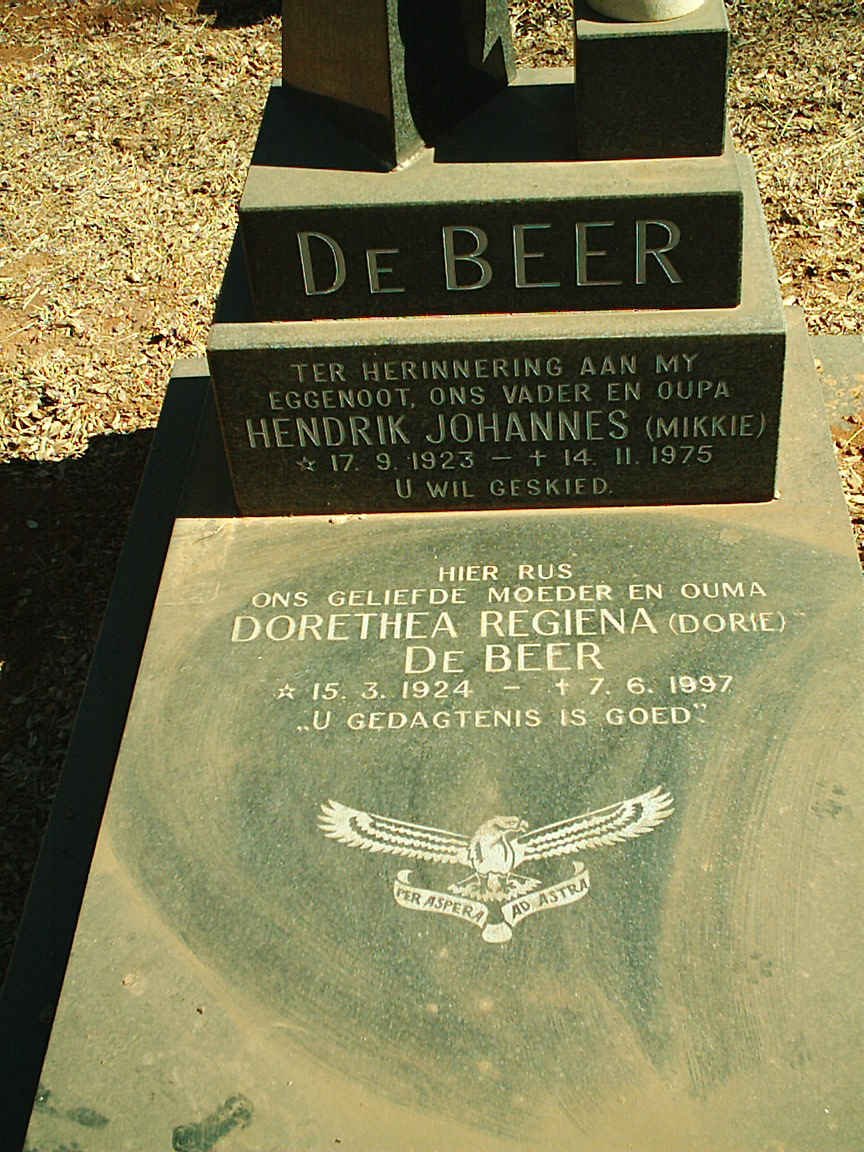 BEER Hendrik Johannes, de 1923-1975 &amp; Dorethea Regiena 1924-1997