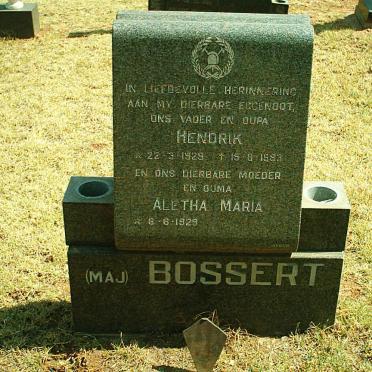 BOSSERT Hendrik 1929-1983 &amp; Aletha Maria 1929-