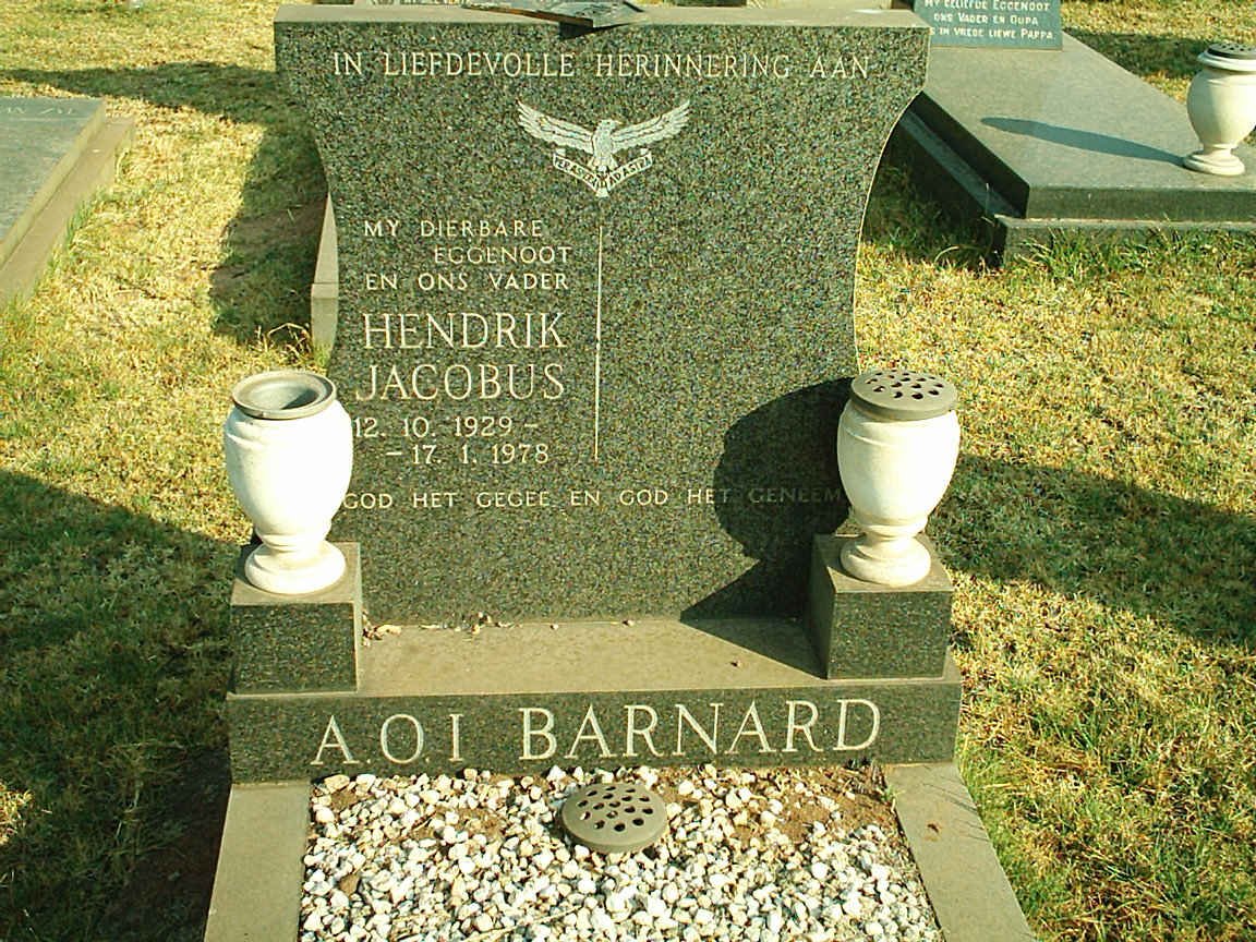 BARNARD Hendrik Jacobus 1929-1978