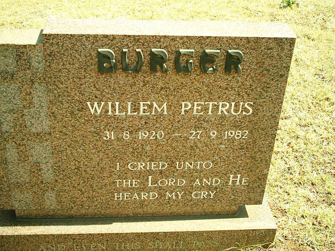 BURGER Willem Petrus 1920-1982