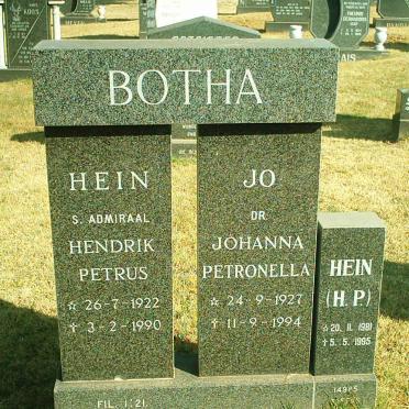 BOTHA Hendrik Petrus 1922-1990 &amp; Johanna Petronella 1927-1994 :: BOTHA H.P. 1981-1995