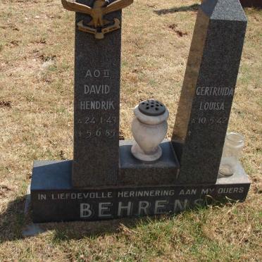 BEHRENS David Hendrik 1943-1985 &amp; Gertruida Louisa 1942-
