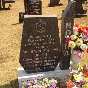 BOTHA David Mathys 1926-1983 &amp; Petronella Johanna 1926-1996