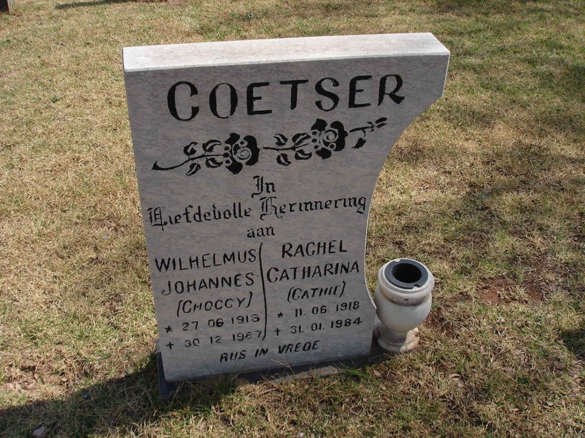 COETSER Wilhelmus Johannes 1913-1987 &amp; Rachel Catharina 1918-1984
