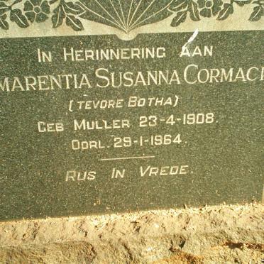 CORMACK Emmarentia Susanna nee MULLER voorheen BOTHA 1908-1964