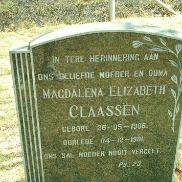 CLAASSEN Magdalena Elizabeth 1906-1981
