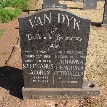 DYK Stephanus Jacobus, van 1928-1992 &amp; Johanna Hendrika Petronella 1935-1995