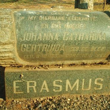 ERASMUS Johanna Catharina Gertruida nee DE BEER 1931-196?