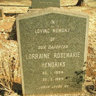 HENDRIKS Lorraine Rosemarie 1954-1964