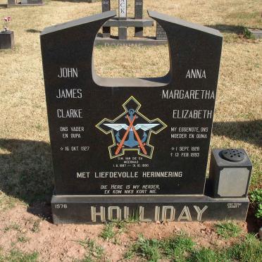 HOLLIDAY John James Clarke 1927- &amp; Anna Margaretha Elizabeth 1928-1993