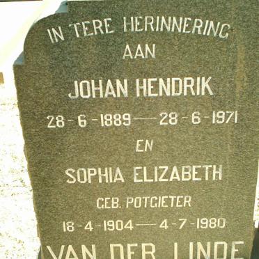 LINDE Johan Hendrik, van der 1889-1971 &amp; Sophia Elizabeth POTGIETER 1904-1980