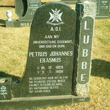 LUBBE Petrus Johannes Erasmus 1928-1989