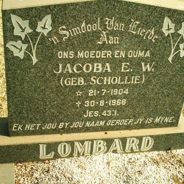 LOMBARD Jacoba E.W. nee SCHOLLIE 1904-1966