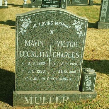 MULLER Victor Charles 1920-2001 &amp; Mavis Lucretia 1922-1990