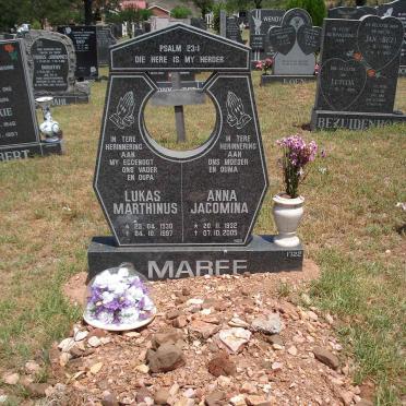 MAREE Lukas Marthinus 1930-1997 &amp; Anna Jacomina 1932-2005