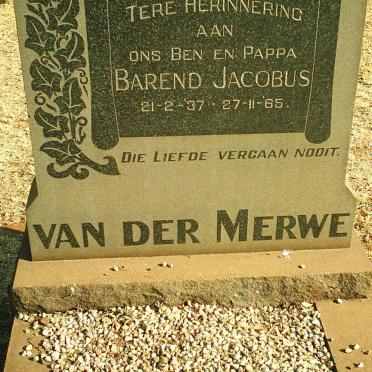 MERWE Barend Jacobus, van der 1937-1965