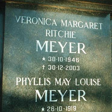 MEYER Veronica Margaret Ritchie 1946-2003 :: MEYER Phyllis May Louise 1919-2004